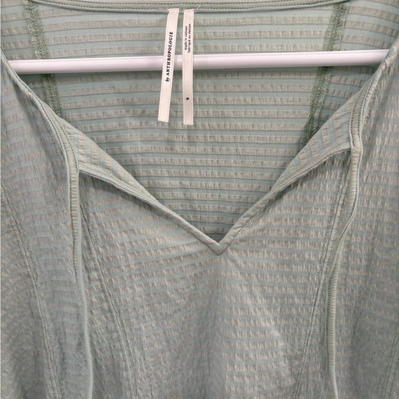 Anthropologie Rebecca Long Sleeve Smocked Waist Peasant Top Mint Green Size S - Picture 5 of 12